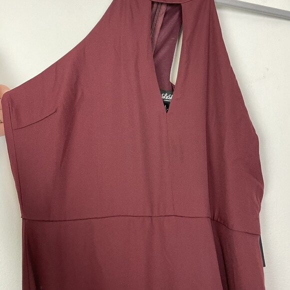 Lulus Beauty And Grace Burgundy Maxi Dress Keyhole Halter Neck Size Large - Picture 6 of 8
